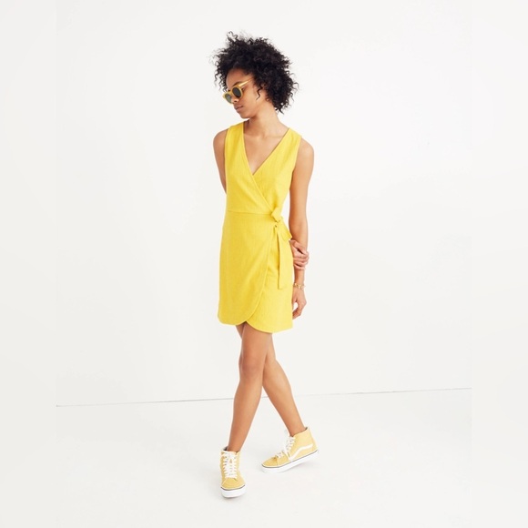 Madewell Crosshatch Side-Tie Dress Size Medium - Picture 1 of 10